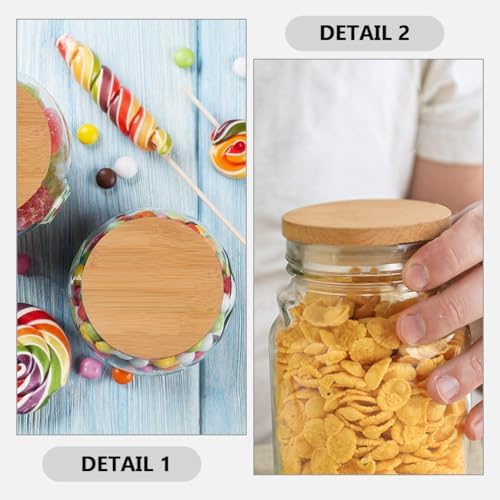 Amosfun 10pack Bamboo Mason Jar Lids with Silicone Sealing Rings