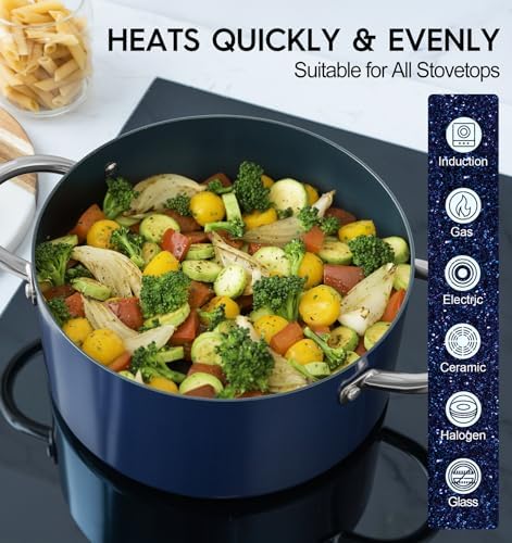 5 Quart Nonstick Stock Pot with Stainless Steel Handles PFOA-Free Cooking