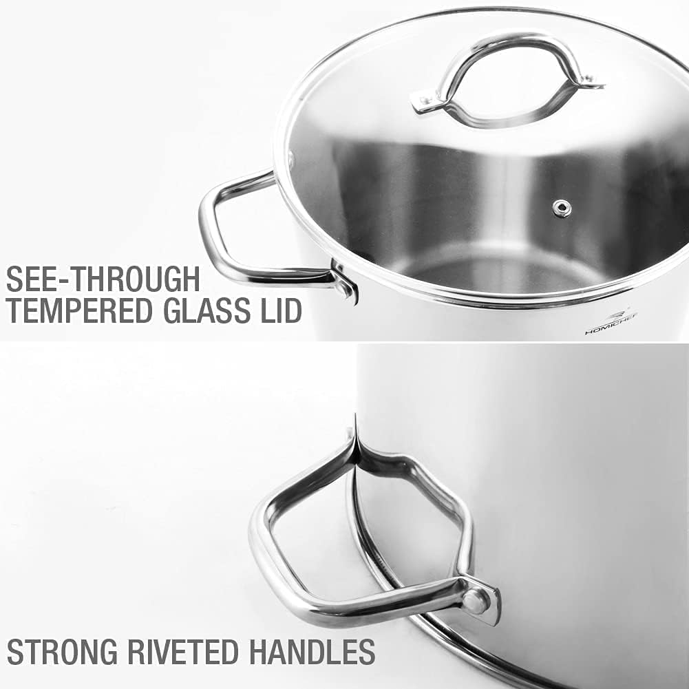 HOMICHEF 16 Quart Stockpot with Glass Lid
