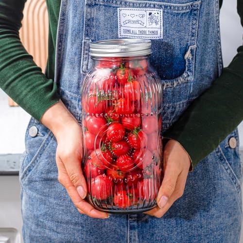 Amzcku 64oz Mason Jars Wide Mouth 2 Quart Preserve