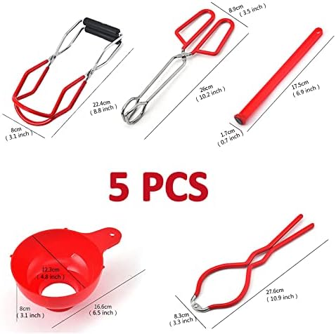 Disappears Canning Kit - 5PCS Stainless Steel Heat-Resistant Canning Essentials Set Red