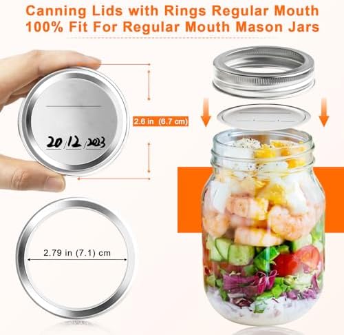52PCS Mason Jar Lids RingsReusable Airtight Canning Jar lids for Home Kitchen