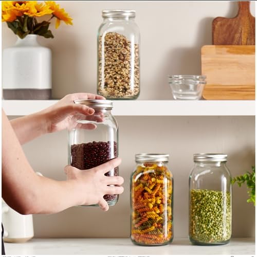 GLING 64 oz Wide-Mouth Glass Mason Jars with Airtight Lids 1