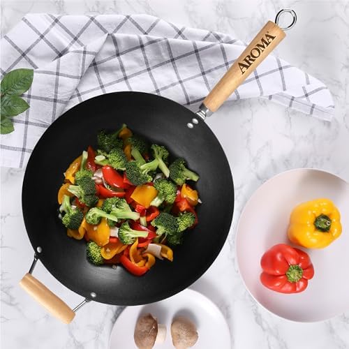 Aroma Housewares 14 In Wok Non-Stick Heavy Duty Black