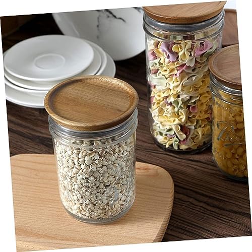 BIUDECO 2pcs Mason Jar Wooden Lids with Silicone Seals