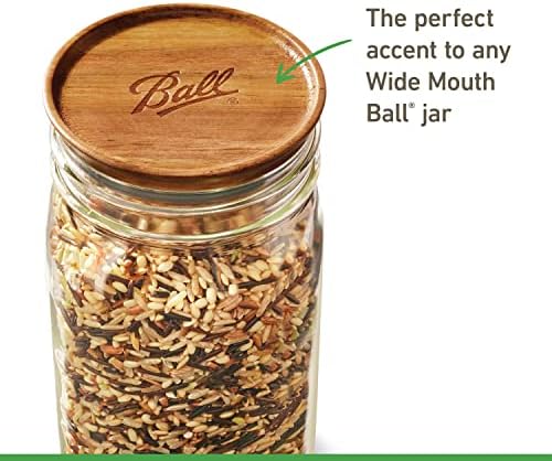 Ball Wooden wide mouth Jar lids Acacia Wood 5-Piece Set
