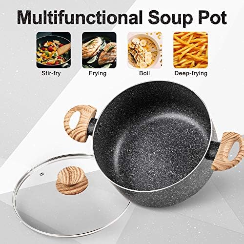 Premium 5 qt Stock Pot with Lid Nonstick Ergonomic and Built to Last