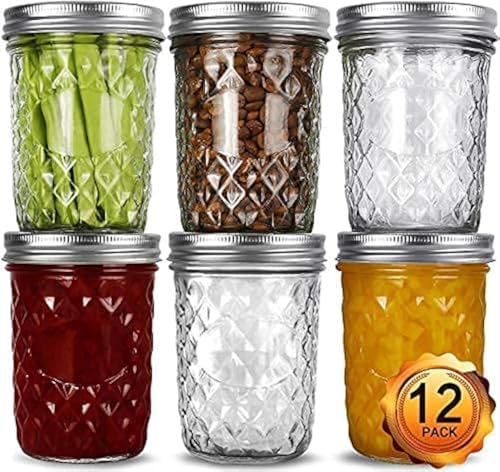 12-Pack 16oz Wide Mouth Mason Jars Verones Preserve Canning Jar Set