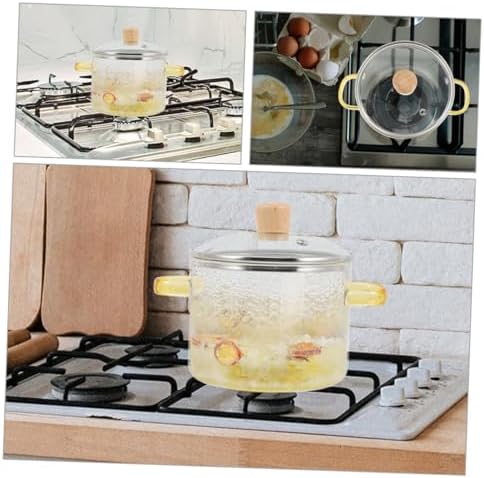 NAMOARLY Heat-Resistant Glass Stew Pot with Cover 1600ML