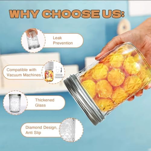 8 oz Mason Jars6-Pack Perfect for Pickling Canning