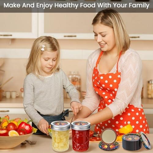 FENRIR 50Pcs Canning Lids with Colorful Drawings