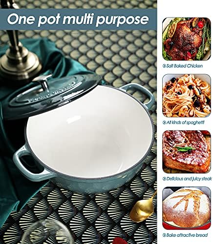 Enameled Cast Iron Dutch Oven 5 Quart Slateblue