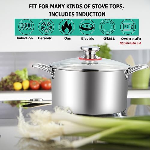 TeamFar 6 Quart Stainless Steel Stock Pot Durable and Heat-Resistant