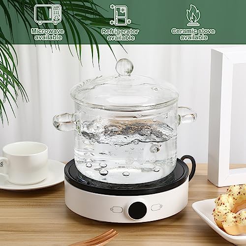 Hemoton 45Oz Glass Saucepan with Cover - Durable Safe for Stovetop