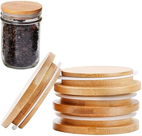 TOUSHIExclusive Bamboo Lids 4-Pack Mason Jar Caps - Reusable Leak-Proof Kitchen Essentials