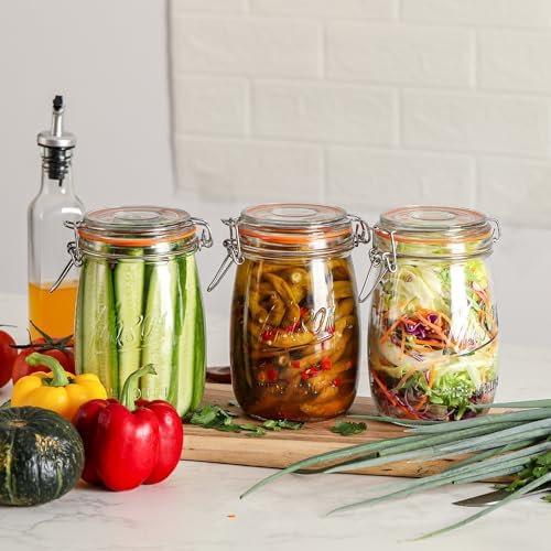 Anwoi Wide-Mouth Mason Jars 4-Pack 32 oz