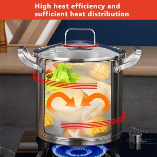Sturdy 304 Steel Stock Pot with Glass Lid