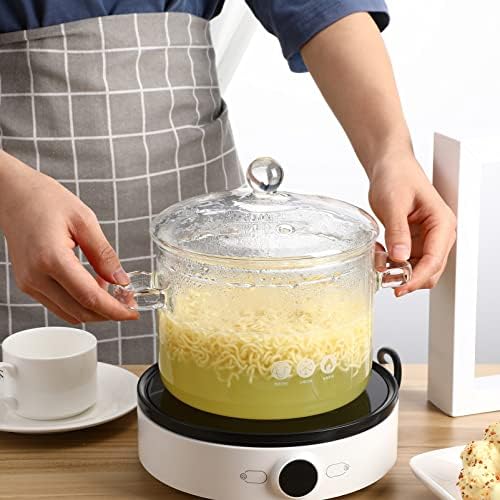 Hemoton 45Oz Glass Saucepan with Cover - Durable Safe for Stovetop