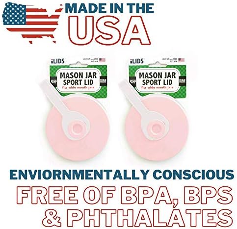 iLIDS Mason Jar Sport Lid Wide Mouth Pale Pink Pack of 2