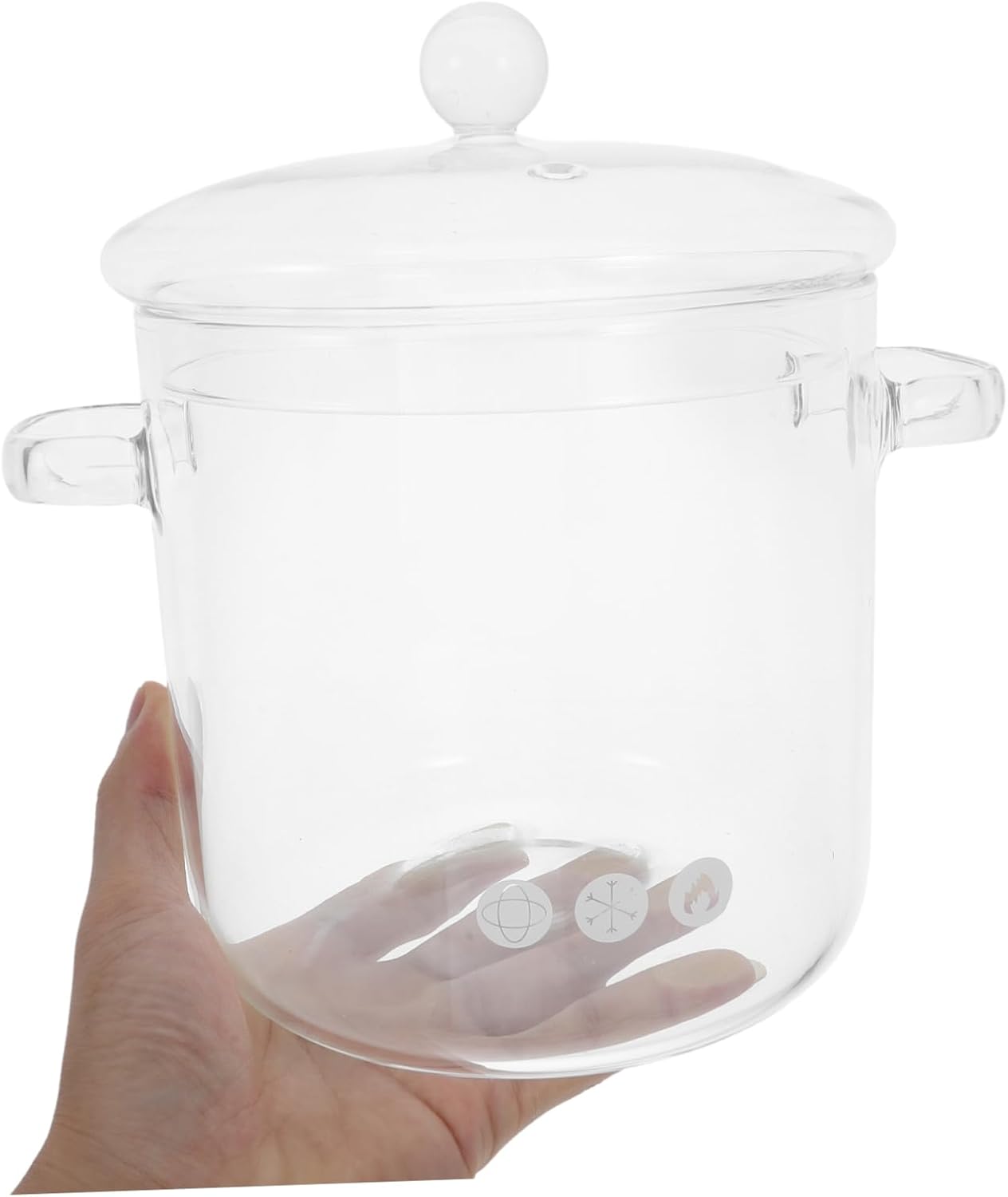 Offsich Clear Glass Cook Pot with Lid Heat Resistant Glass Saucepan