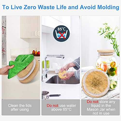 CNVOILA Bamboo Mason Jar Lids for Home Eco-Friendly 8-Pack