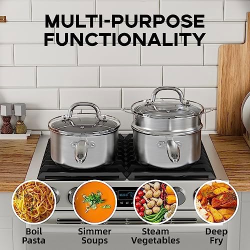 Versatile 15 Quart Stainless Steel Saucepan with Steamer