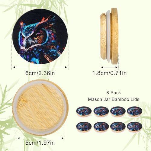 8-Piece Bamboo Mason Jar Lids Durable Airtight Storage