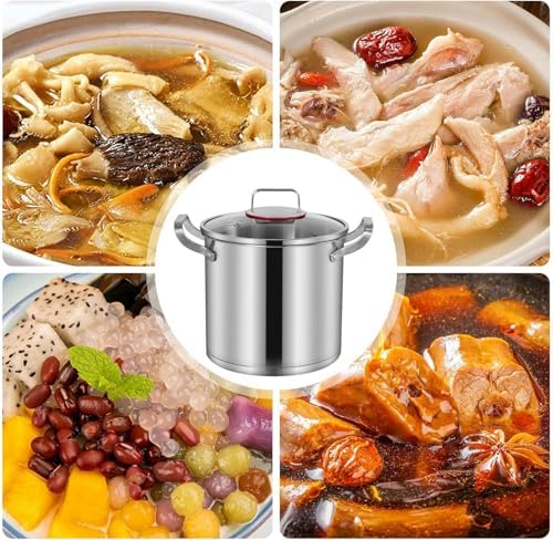 Sturdy 304 Steel Stock Pot with Glass Lid