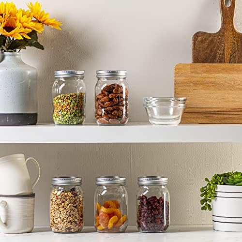 16oz Glass Mason Jars with Lids for Canning Preserving Meal Prep