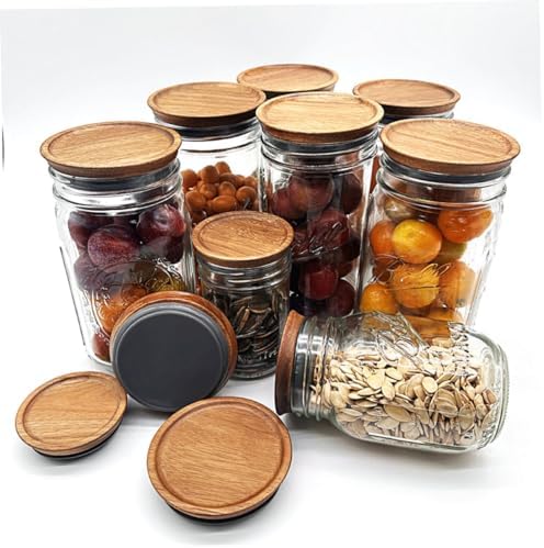 Zerodeko 2pcs Wooden Mason Jar Lids with Silicone Seal