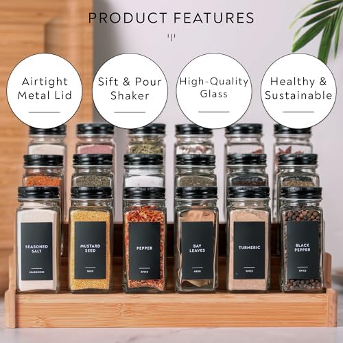 Laramaid 4oz Glass Jars with Black Vinyl Labels and Airtight Metal Caps