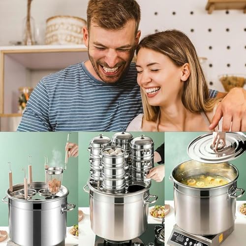 Stainless Steel Pasta Pot with Strainer Basket for Home Kitchen