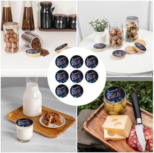8-Piece Bamboo Mason Jar Lids Durable Airtight Storage