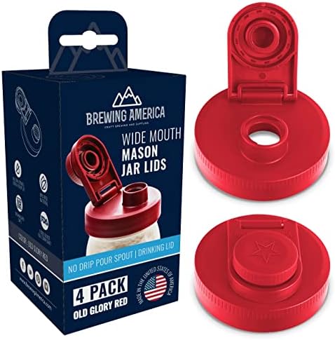 Brewing America Plastic Mason Jar Lids 4 Pack - Red