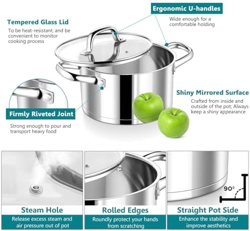 PP CHEF 6Qt Stockpot with Glass Lid and Tri-Ply Bottom