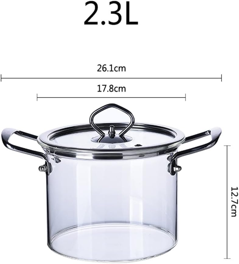 23L Glass Cooking Pot with Cover Set