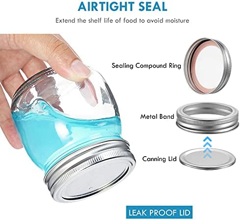 Yeboda 9-Pack Wide Mouth Mason Jars with Airtight Lids