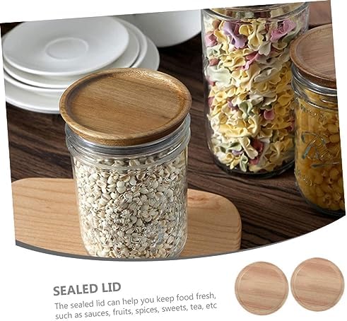 2pcs Wide Mouth Mason Jar with Wooden Lids and Silicone Seals 1
