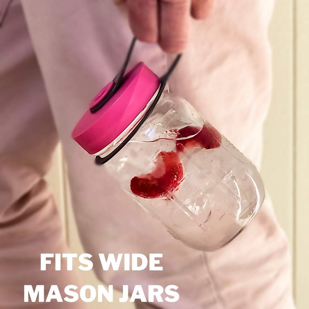 iLIDS Mason Jar Sport Lid Wide Mouth Pale Pink Pack of 2