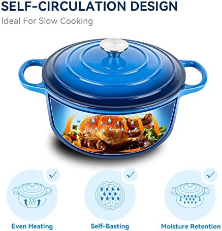 Mierairl 6 qt Enameled Cast Iron Dutch Oven