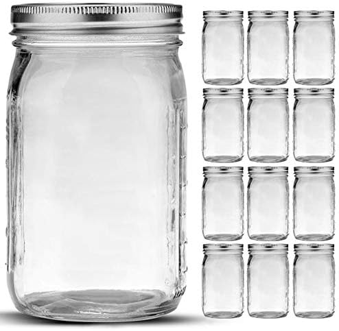 Premium 12-Pack Mason Jars for Canning Fermenting