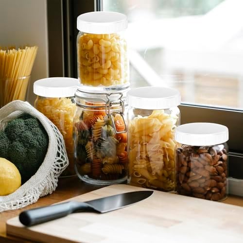 20 Set Mason Jar Lid Set for Canning with Silicone Sealing Rings