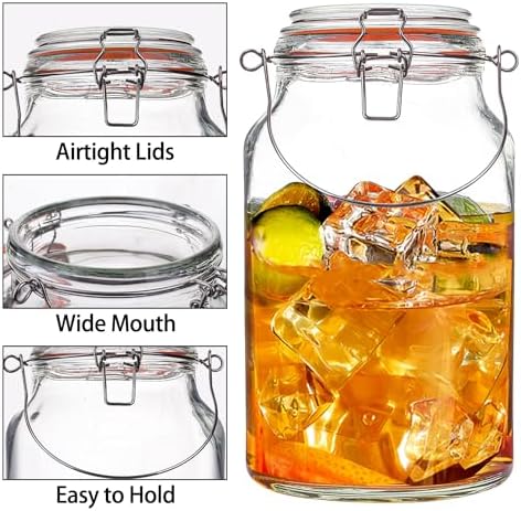 Galssmagic 1 Gallon Glass Jars 2 Pack with Airtight Lids