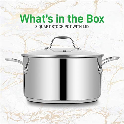 Stainless Steel 8-Quart Stock Pot with See-Through Lid