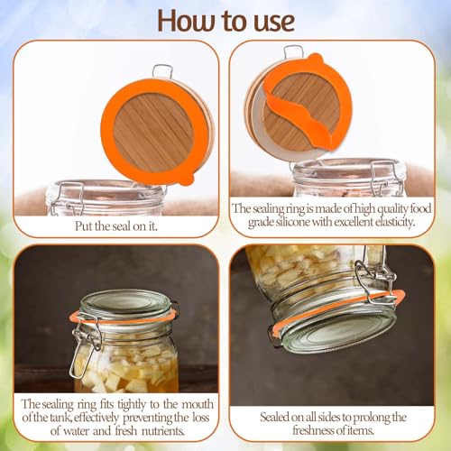 4-Pack Silicone Gasket for Glass Jars - Leak-Proof
