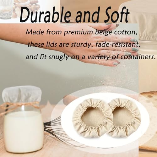 Aetomtins 4-Piece Reusable Cotton Jar Covers for Sourdough Starters