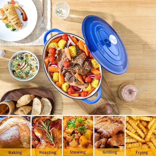 Velaze Cast Iron Dutch Oven - Durable Mixing Pot for Baking Cooking