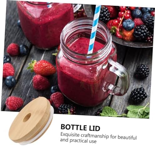 SHOWERORO 4PCS Reusable Mason Jar Lids with Straw Hole