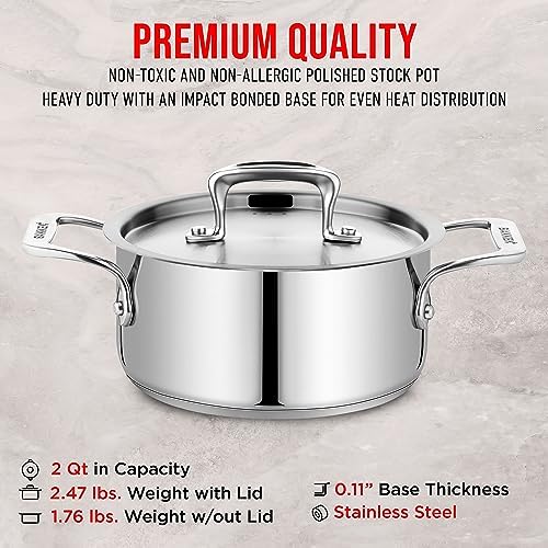 Bakken SwissHeavy-Duty Stainless Steel Stockpot 2 Quart for Cooking Catering