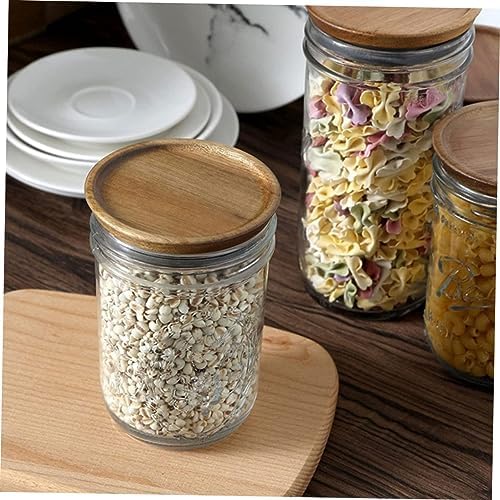 VINTORKY 2pcs Leakproof Wooden Mason Jar Lids with Silicone Seal